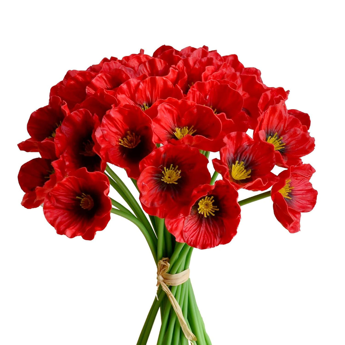 Pu Red Poppy Artificial Flowers 30 Stems 11.6" Realistic Faux Flowers For Thanksgiving And Christmas Decorations Wedding Centerpiece Home Decor Diy Arrangements