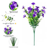 Artificial Flowers For Outdoors, 12 Bundles Fake Daisy Flowers Spring Decor, Uv Resistant Faux Flower Daisy With Eucalyptus For Garden Porch Planter Box (Mix Pink Red Purple Yellow)