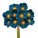 Blue Artificial Flower With Stems, 10Pcs Pu Real Touch Poppy Fake Flowers For Veterans Day Independence Day Floral Arrangement Graduation Home Wedding Bouquets Corsages Decor (Peacock Blue)