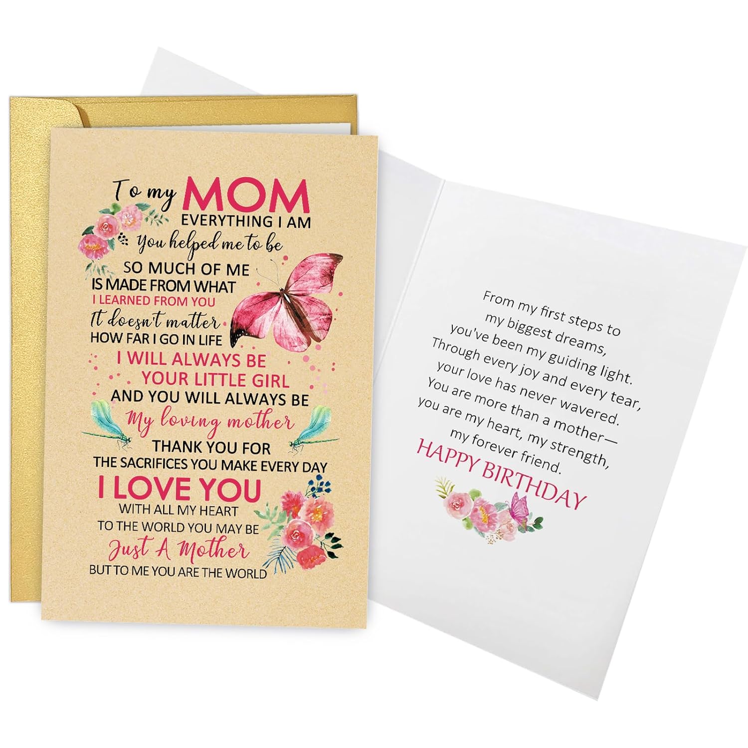 Heartfelt Birthday Card For Mom, Poem Mother Birthday Card From Daughter, To Me You Are The World...