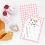 Wishes For Baby Baby Shower Game Cards, Keepsake Shower Activity Cards, 30 Count Pink Gingham Party Games For Mom To Be And Guests, Gender Reveal Party Games & Activity