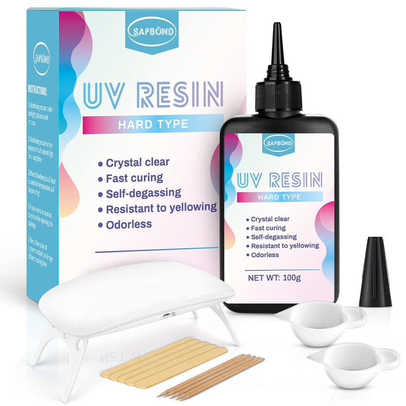 Uv Resin Kit With Light- 100G Crystal Clear Hard Type Glue Upgraded Ultraviole