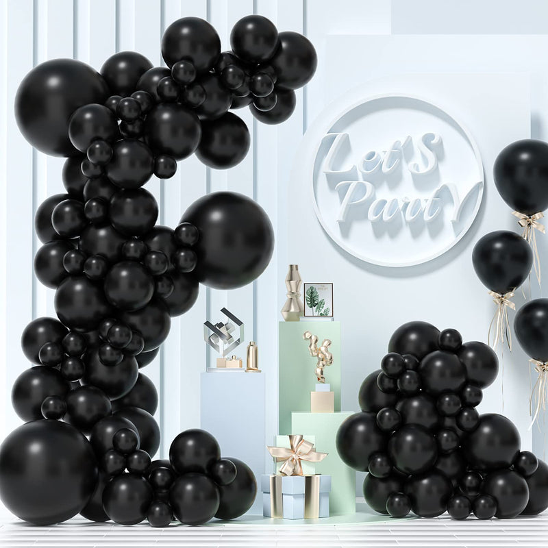 Black Latex Balloon Arch Kit, 101Pcs 18In 12In 10In 5In Black Party Ba