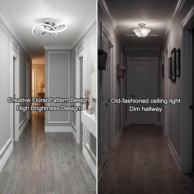 Modern Acrylic LED Ceiling Light 6000K Curved Flush Mount Hallway Fixture