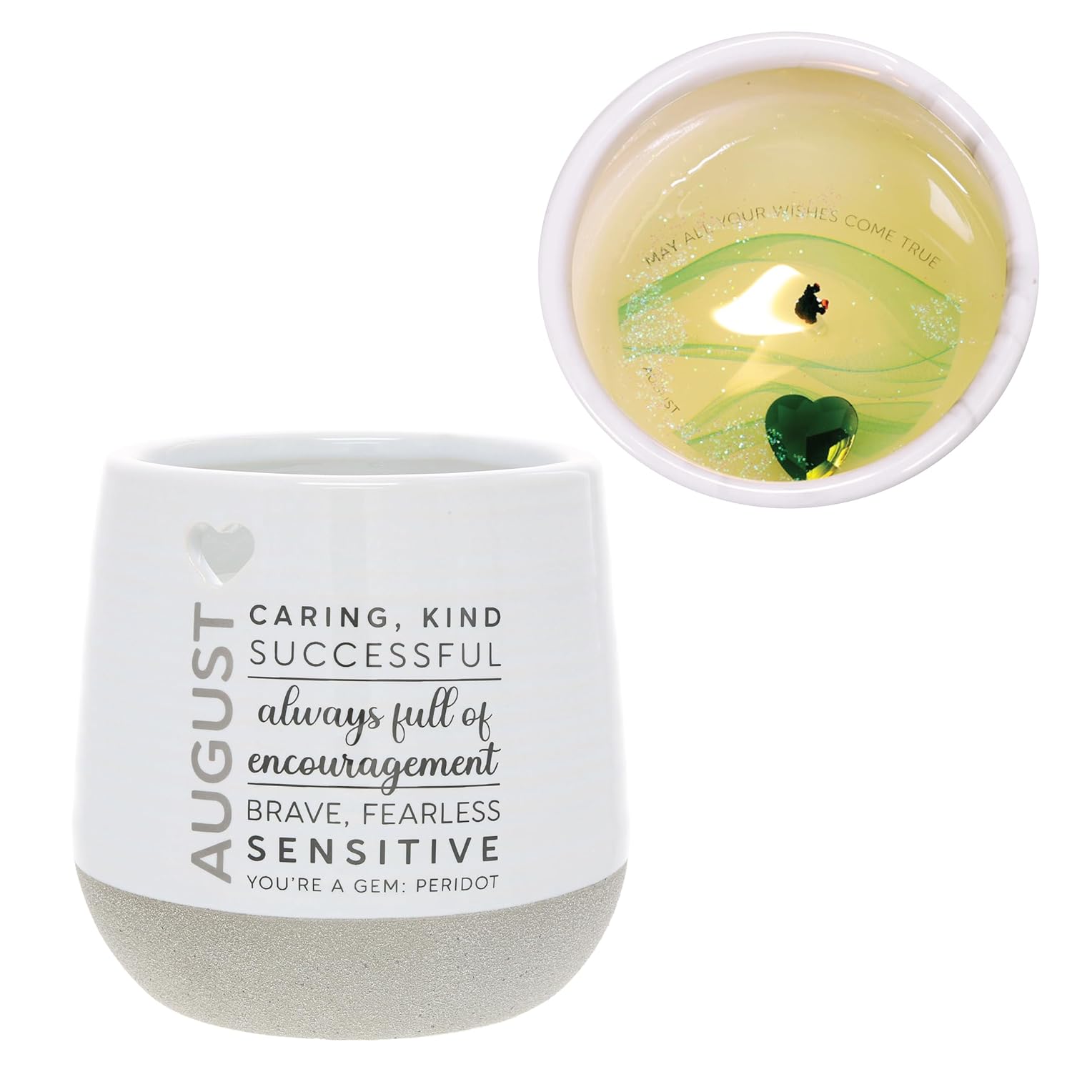Pavilion Gift Company - August 11 oz Wax Reveal Candle, Natural Soy Wax Birthstone Candle, Jasmine Scented, Gemstone Candle with Crystal Inside, Birthday Gifts for Women, 1 Count