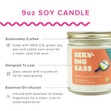 Serving Sass Soy Wax Candle – Rose, Clove & Patchouli – Pickleball Gift Candle, 9 Oz Clean Burn
