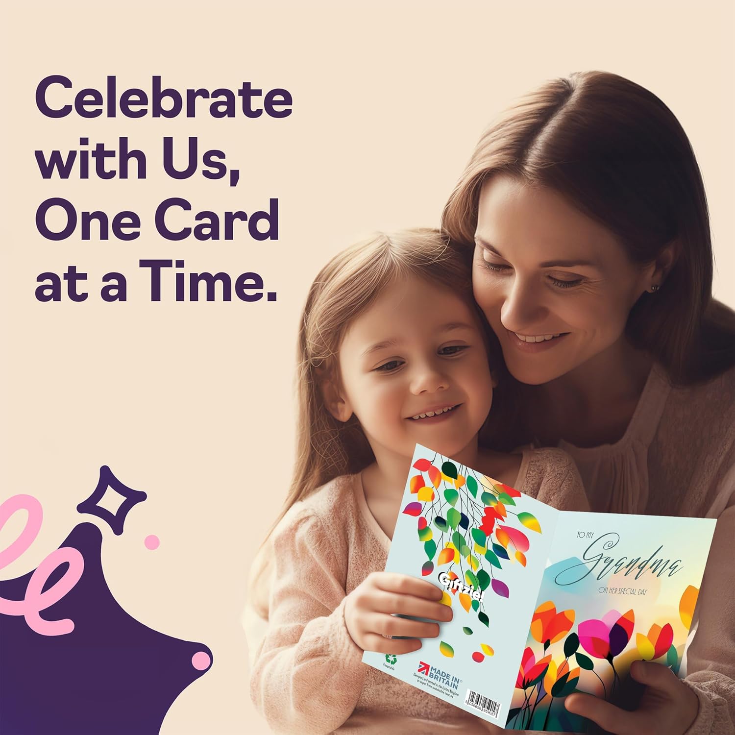 Grandma Birthday Card - Vibrant Summer Flowers - Vivid Happy Birthday Card For Grandma From Granddaughter Grandson, A5 Female Floral Bday Golden Greeting Cards