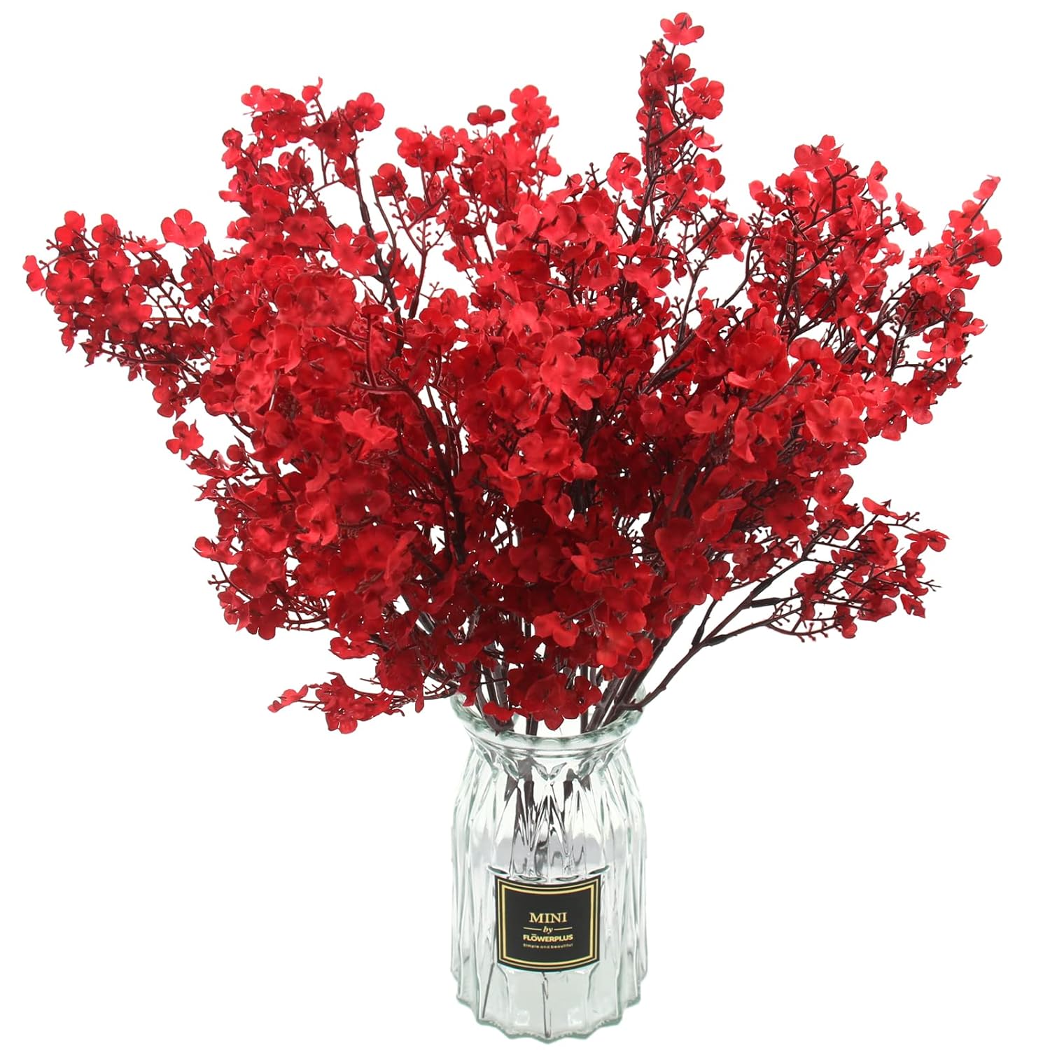 10 Pcs Babys Breath Artificial Flowers Real Touch Fake Red Flowers Silk Plants For Christmas Home Decor Indoor Floral Arrangement Table Centerpieces Halloween Decor (Red, 10)