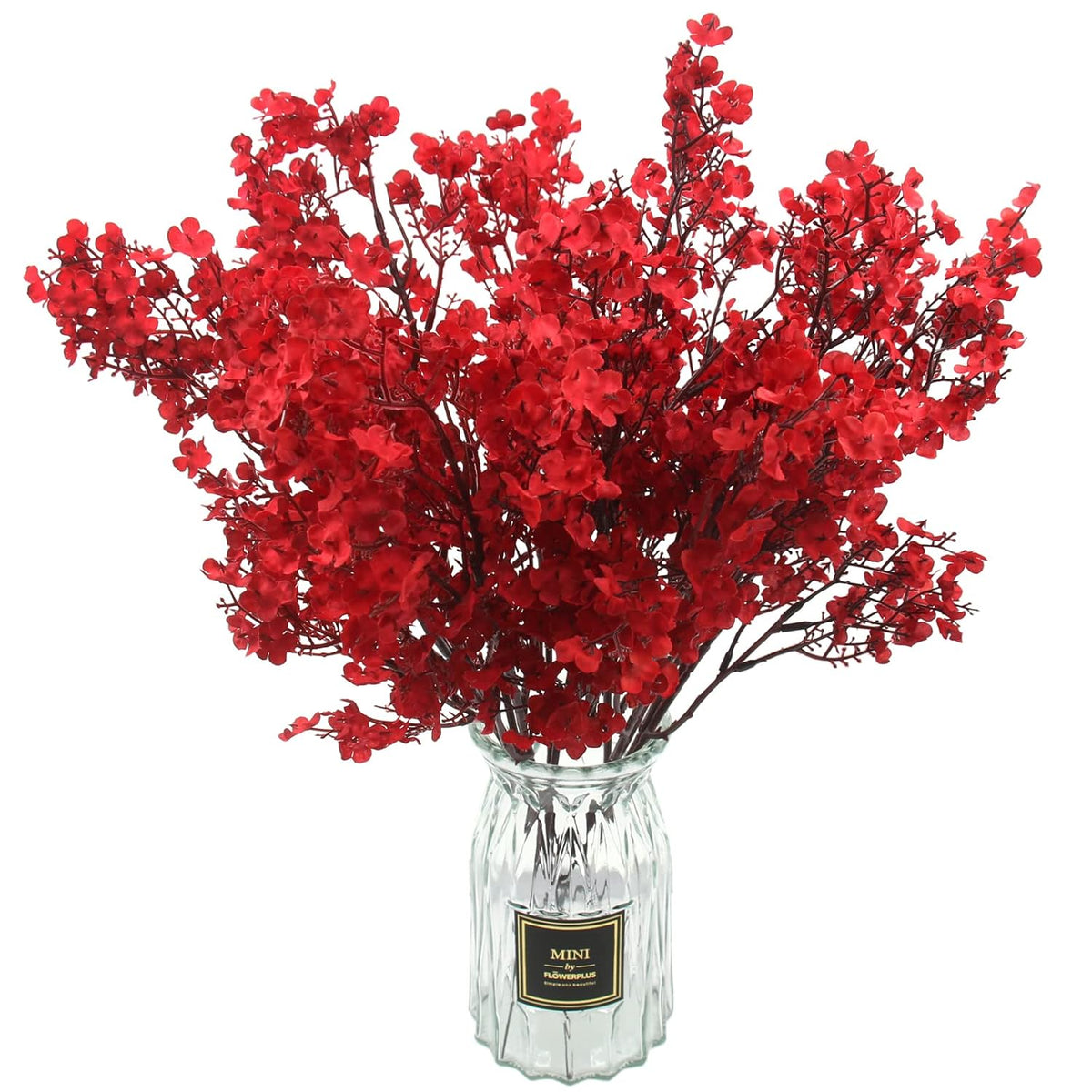10 Pcs Babys Breath Artificial Flowers Real Touch Fake Red Flowers Silk Plants For Christmas Home Decor Indoor Floral Arrangement Table Centerpieces Halloween Decor (Red, 10)