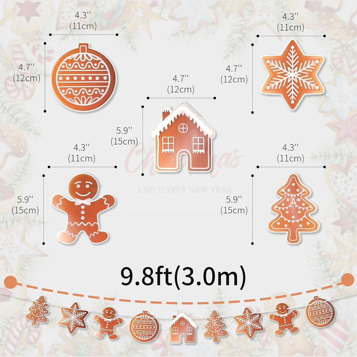 2 Pack Gingerbread Garland - Christmas Banner & Man Garland For Gingerbread Party Decor & Tree Decor