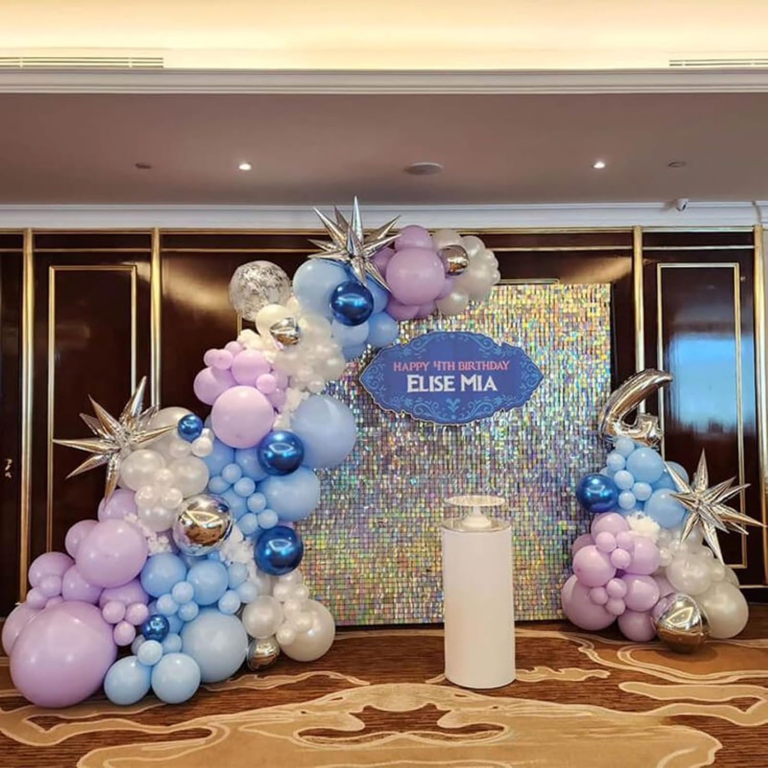 Snowflake Balloon Arch Garland Kit, Snowflake Birthday Party Decorations Metallic Blue Purple Silver Latex Balloon Snowflake Foil Balloons For Winter Wonderland Christmas Snow Princess Party