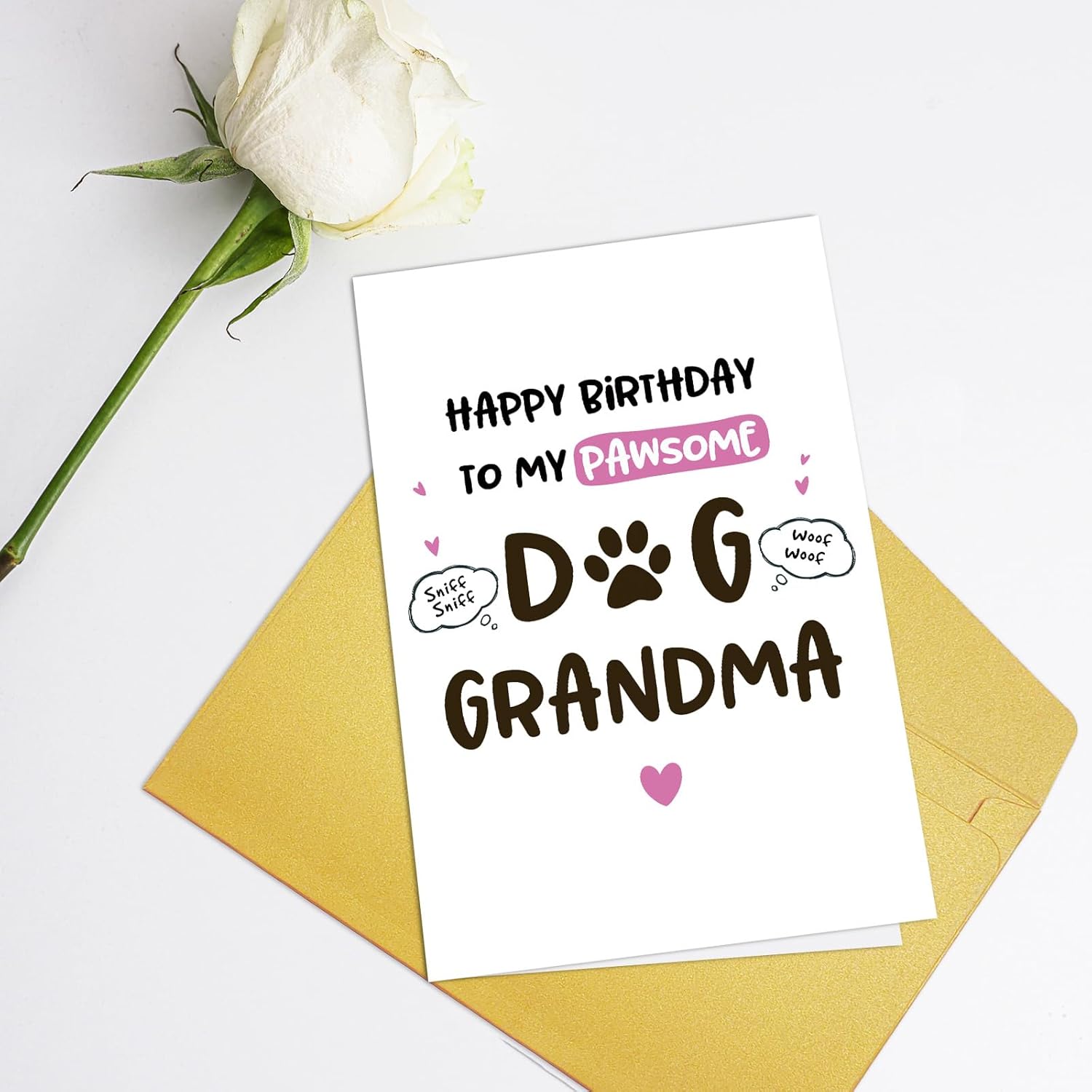Cute Dog Grandma Birthday Card, Sweet Grandmother Birthday Card From Dog, Happy Birthday To My Pawsome Grandma
