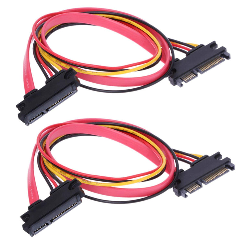 2-Pack 50Cm Sata Power Cable 22Pin (7+15) Male Plug To 22 Pin Female Jack Conn