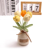 Handmade Tulips, Artificial Plant Crochet Flowers? Tulips Suitable For Home Room, Table, Office Ornaments And Birthday Gifts Suitable For Family And Friends Anniversary (5 Flowers-Yellow)