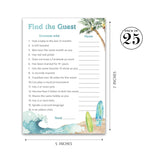 Surf Beach Theme — Find The Guest Baby Shower Game — Pack Of 25 — Baby On Board, Icebreaker Baby Shower Party Game, Blue Ocean Surfing, Gender Neutral Guess Who Came To The Party Game G940-Ftg