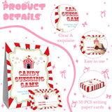 Carnival Guess How Many Baby Shower Game, Circus Theme Party Decorations, Carnival Birthday Party Decorations, Guess How Many Candies, Birthday Party Game & Activities 50 Cards And Sign