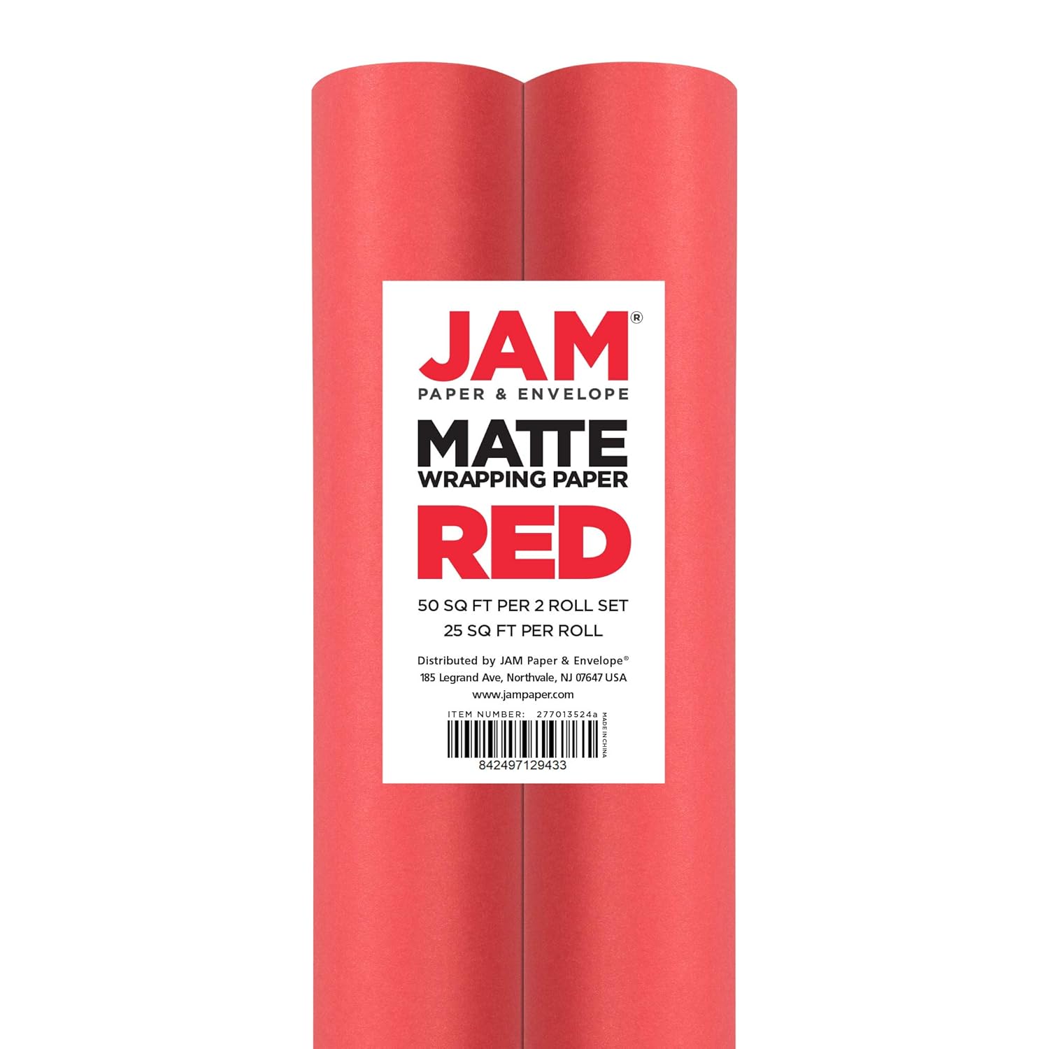Gift Wrap - Matte Wrapping Paper - 50 Sq Ft Total (30 In X 10 Ft Each) - Matte Red - 2 Rolls/Pack