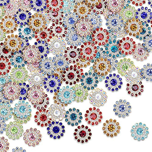 14Mm 100Pcs Flower Shape Claw Cup Sew On Rhinestone Button, Crystal Gl