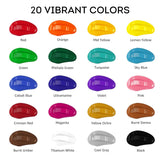 Acrylic Paint, 20 Colors (250 Ml/8.45Oz) Acrylic Paint Bottle Set, Non-Toxic, Rich Pigments Bulk Painting Supplies For Canvas Crafts Wood Ceramic, Ideal For Artists, Beginners And Students