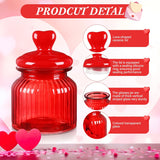 4 Pcs Valentine'S Glass Jars With Heart Lids 22Oz Pink Red Cookie Storage Jars 6.3" X 3.94" Candy Containers Airtight Food Storage Containers For Kitchen And Dining Room Decoration