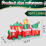 10 Ft Christmas Inflatables Train With Santa Claus Christmas Trees Built-In Led Lights Blow Up Christmas Decor For Chris