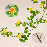 Bendable Artificial Rose Vine Yellow Flower Garland, Vinage Flower Decoration For Room Wall Home Decoration (2, Yellow)