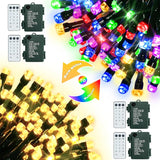 Battery Christmas Lights With Remote 4 Pack, 17Ft 50 Led Dual Color Changing Mini String Light With 3 Auto-Timer Options