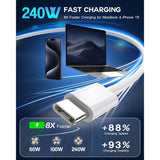 Usb C To Usb C, 240W Usb C Cable, 6.6Ft C To C Cable Fast Charging For Macbook Pro/Macbook Air, Ipad Pro 12.9-Inch, Iphone 15/Pro Max/Pro/Plus, Samsung Galaxy S23,Compatible 140W/100W /65W/45W/35W/20W