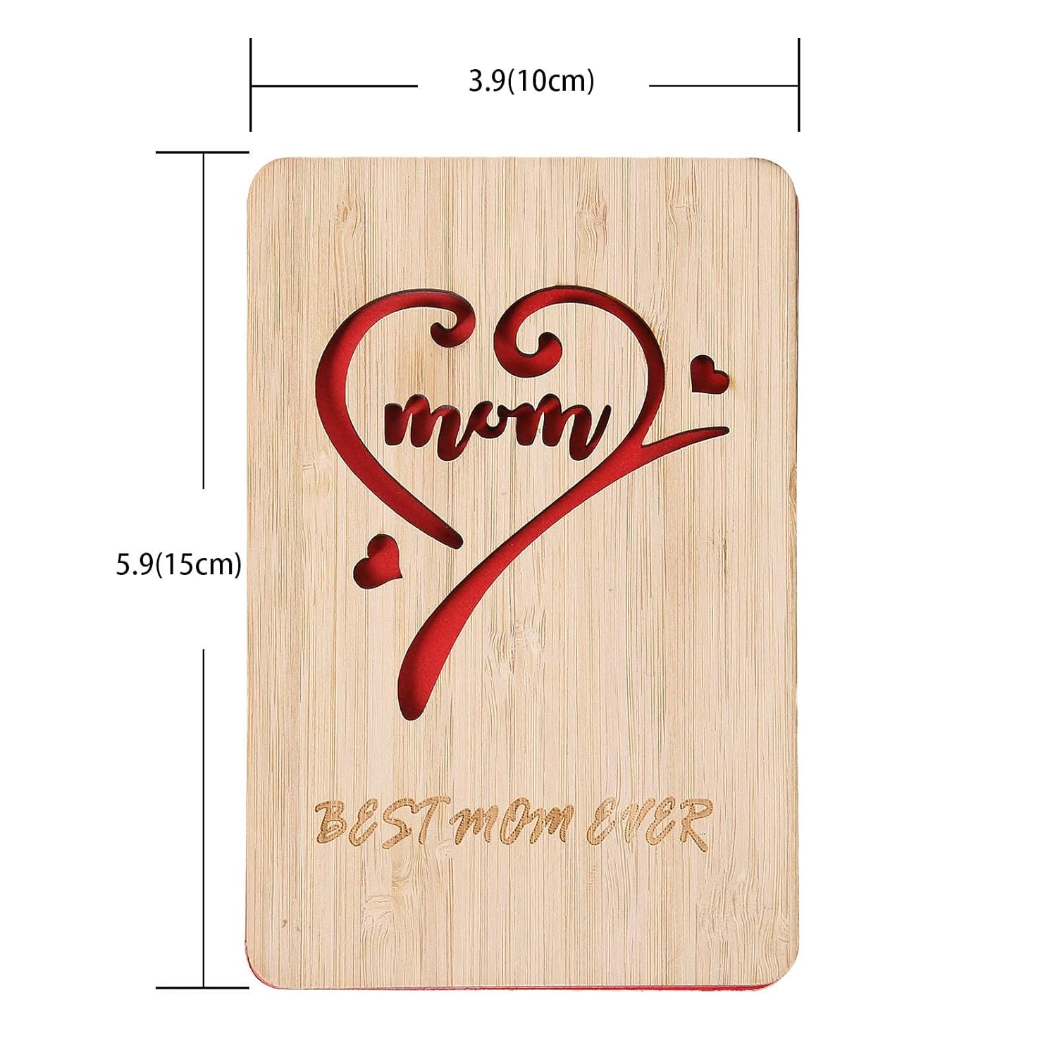 Wooden Mother'S Day Card, Best Mom Ever Birthday Card,Handmade Bamboo Birthday Gifts For Mum/Her/Wife