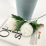 24 Silk Chrysanthemum Ball Head Bouquet White Bouquets Hydrangea,12 Pcs Artificial Two Head Chrysanthemum Ball Flowers For Home Office Coffee House Parties And Wedding