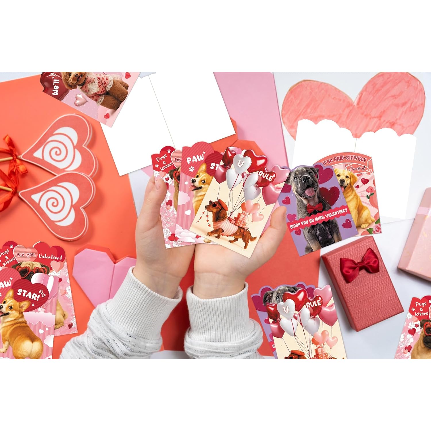 24 Set Dogs Valentine'S Day Cards Mini Valentines Day Cards For Kids School Cute Pet Dog Valentines Cards With Envelopes For Kid Classroom Greeting Cards For Kids Party Classroom Exchange