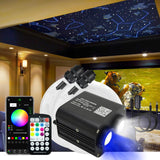 20W Dual-Head App Twinkle Rgbw Fiber Optic Lights, Sound Activated Fiber Optic Star Ceiling Light Kit 1300Pcs 0.03In 13.1Ft/4M Fiber Strands For Car Headliner Star/Home
