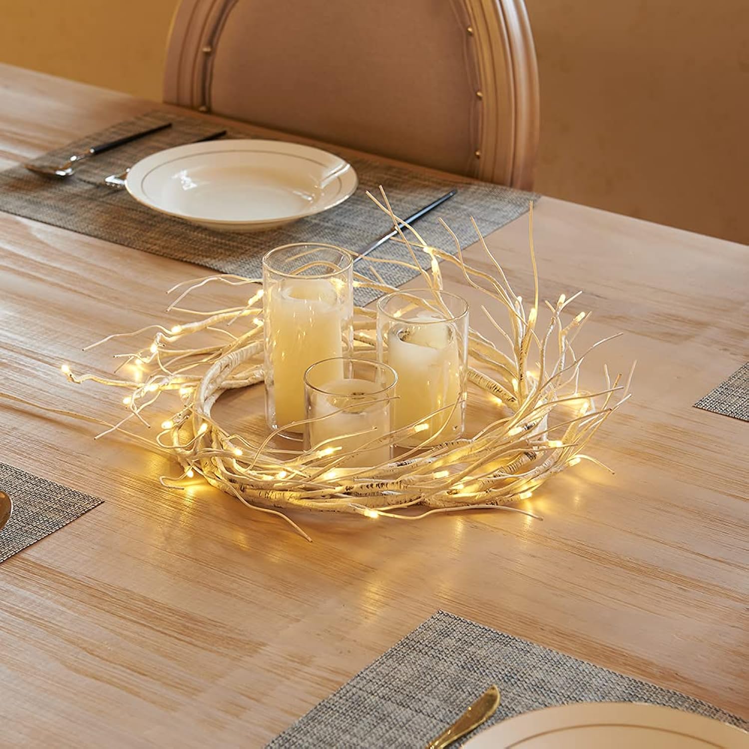 Birch Garland With Lights 6Ft 48 Led Battery Operated, Lighted Twig Vine With Timer For Christmas Home Fireplace Decorat