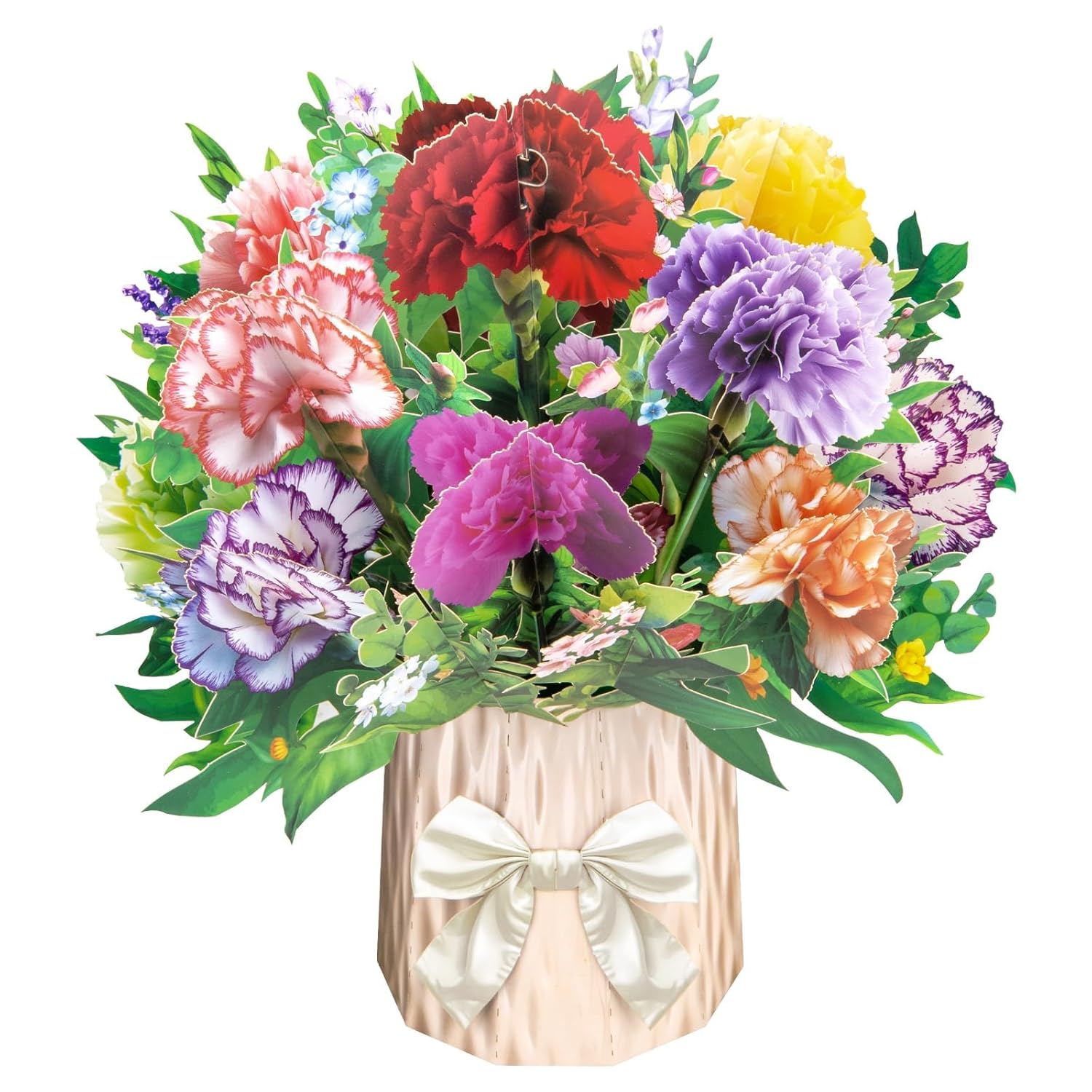 Carnation Big Pop Up 13 Inch Paper Flower Bouquet Greeting Cards With Blank Note & Envelope, Ideal Gift For Celebrating Love, Holiday, Birthday, Anniversary, Mother'S Day, Valentine'S Day