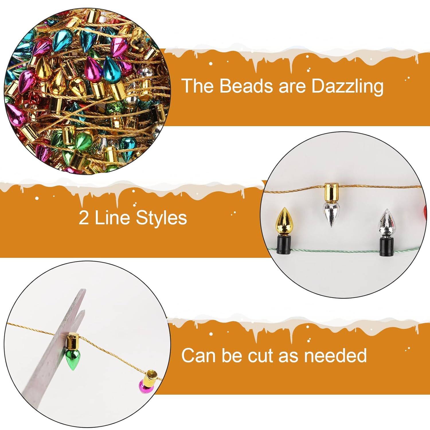 2Pcs Christmas Miniature String Lights, 65.6 Feet Fake Lights, Dollhouse Accessories Gingerbread House Decor Mini Decora