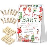 Don'T Say Baby Game, Christmas Holiday Baby Shower Game Include Baby Shower Sign And 50 Pcs Mini Clothespins, Gender Neutral Baby Shower Decoration, Party Favors Supplies-Lf15
