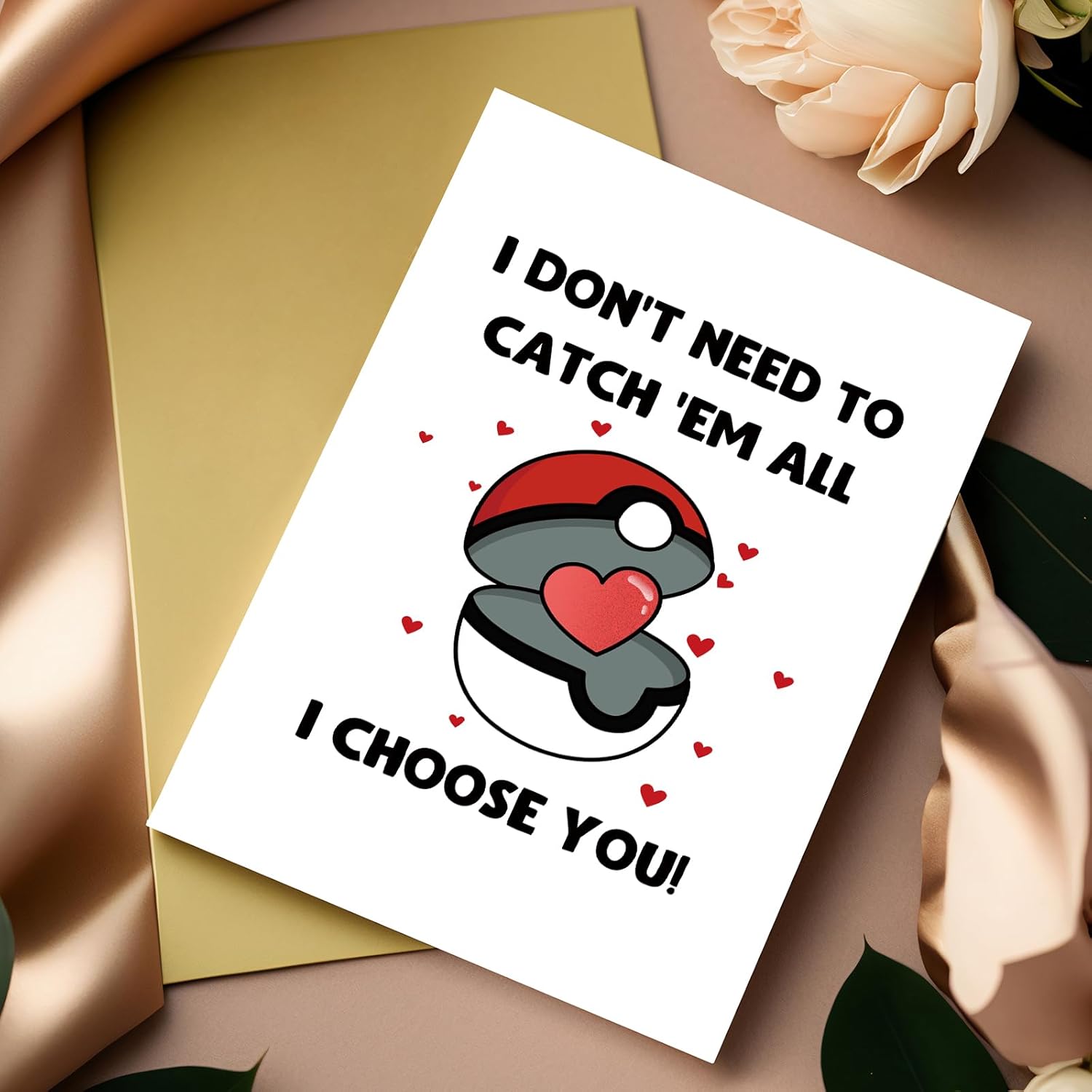 Funny Valentines Day Card For Him Her, Cute Gamer Valentine'S Day Card For Boyfriend Girlfriend, I Choose You Vday Card, I Don'T Need To Catch Em All
