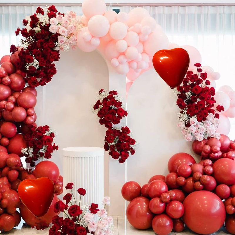 Valentine Day Party Balloons Garland Arch Kit With Pink Red Heart Ball