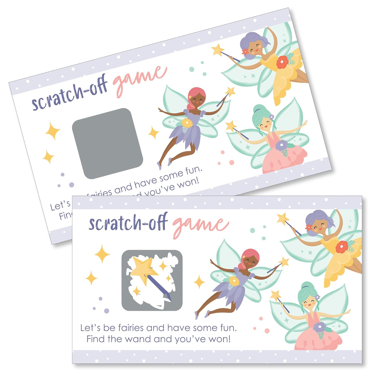 Big Dot of Happiness Let’s Be Fairies - Fairy Garden Birthday Party Game Scratch Off Cards - 22 Count