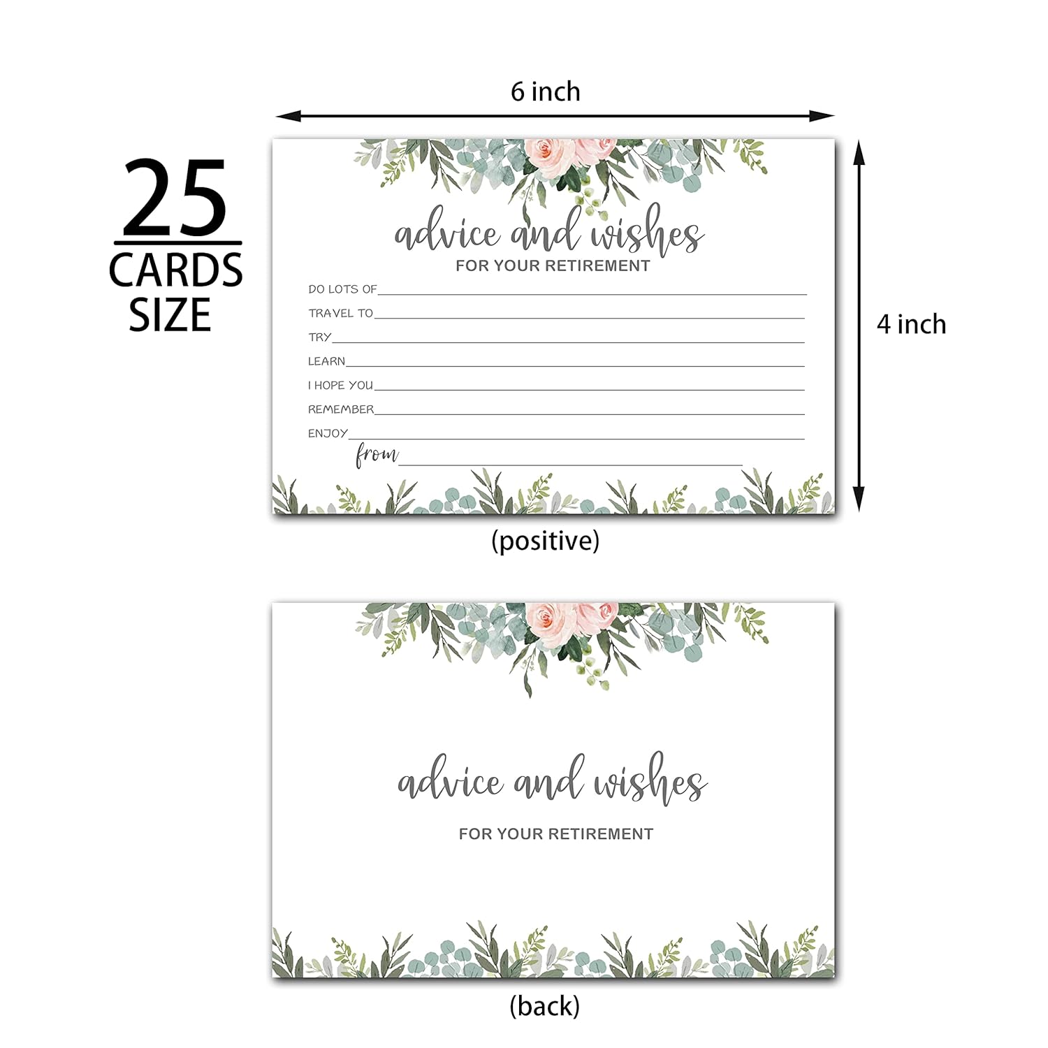 Greenery Floral Advice And Wishes Cards For Happy Retirement, Well Wishes, Memories For Woman Man, Fun Retirement Party Idea, Game, Activity,Decorations Party Supply?25 Cards (Bb002-Jyk 007)
