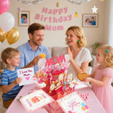 Happy Birthday Mom Card From Daughter Son Kids Funny 3D Pop Up Birthday Gift Card Box For Mom Foldable Celebration Greeting Cards With Envelope For Women Stepmom Godmother