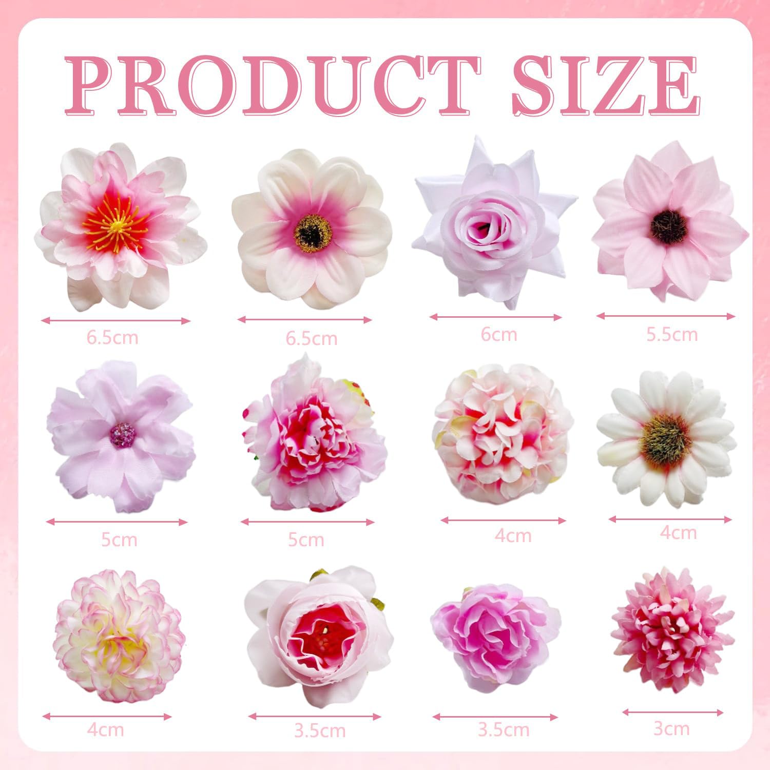 Artificial Pink Flowers Bulk Silk Roses Fake Flowers Heads For Crafts - Diy Home Spring Garden Floral Party Wildflower Garland Hanging Decoration Mini Small Rose Faux Fabric Flowers Heads 3-6Cm (Pink)