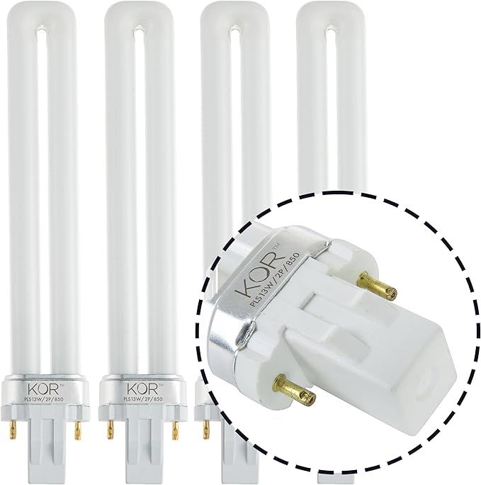 13W CFL Light Bulbs GX23 2-Pin Base 5000K Bright White Single Tube Replacement 4 Pack