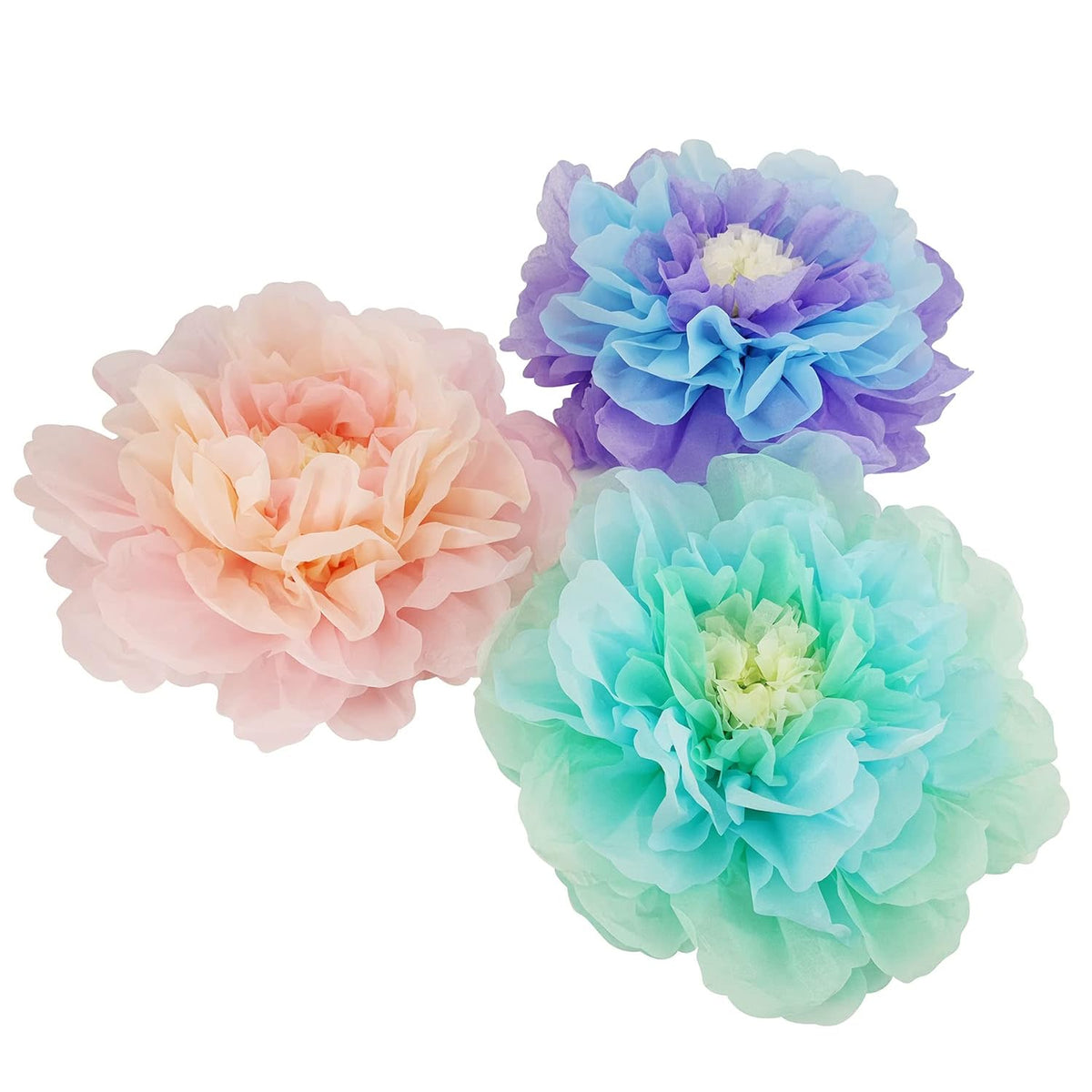 Pastel 20 Inch Giant Paper Chrysanth Flower For Nursery Wall Birthday Party Wedding Decor Easter Decor Floral Backdrop Pack Of 3