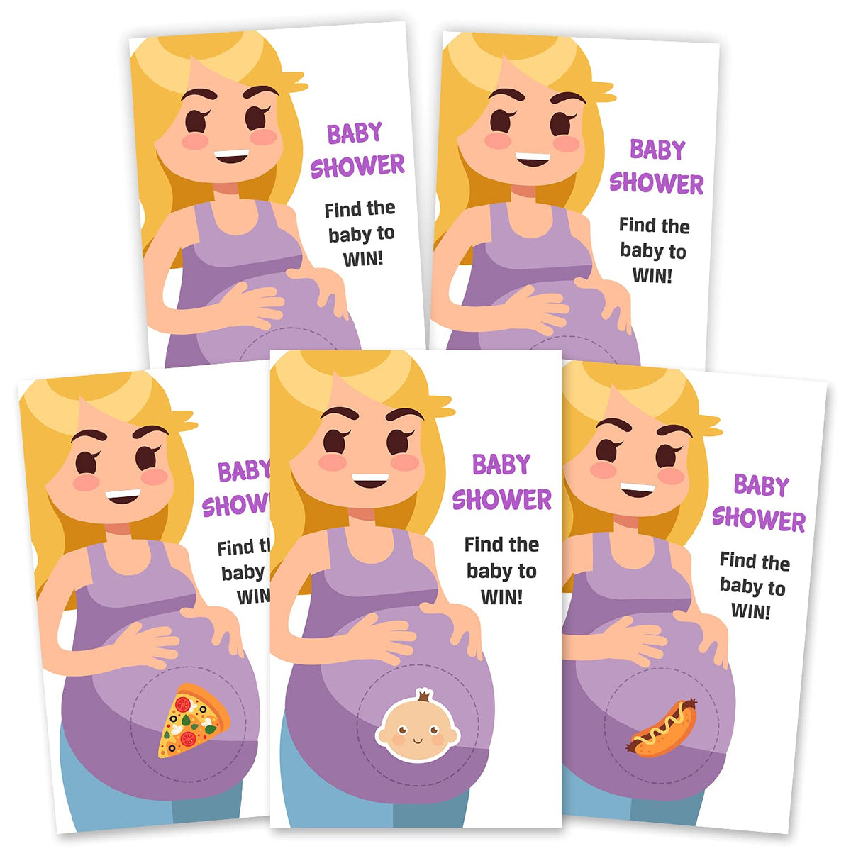 40 Cute Baby Shower Games - Scratch Off Lottery Ticket Raffle Cards - 4 Winners & 4 Loser Designs