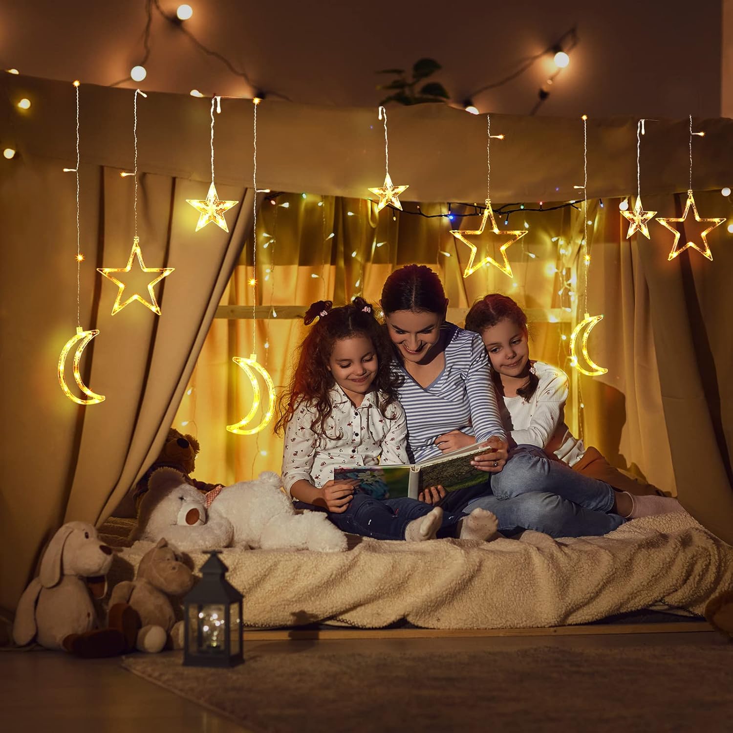 11.48 Ft 21 Led Star And Moon String Lights Plug In Christmas Warm White Fairy Light Waterproof Decor For Bedroom Usb Po