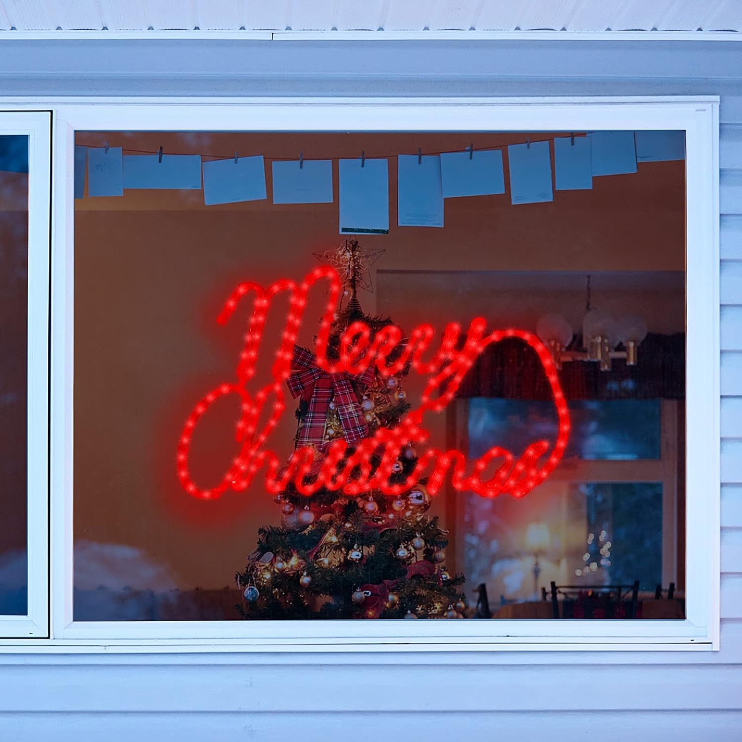 24 Inch Christmas Window Silhouette Lights,Merry Christmas Window Silhouette Lights,Double Side Lamp Decoration For Holi