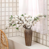 Artificial Cherry Blossom Branches 38 Inch Fake Wedding Silk Cherry Blossom Tree Stems 4 Pcs Faux Flowers Floral Arrangements For Home Vase Wedding Table Decor(White)