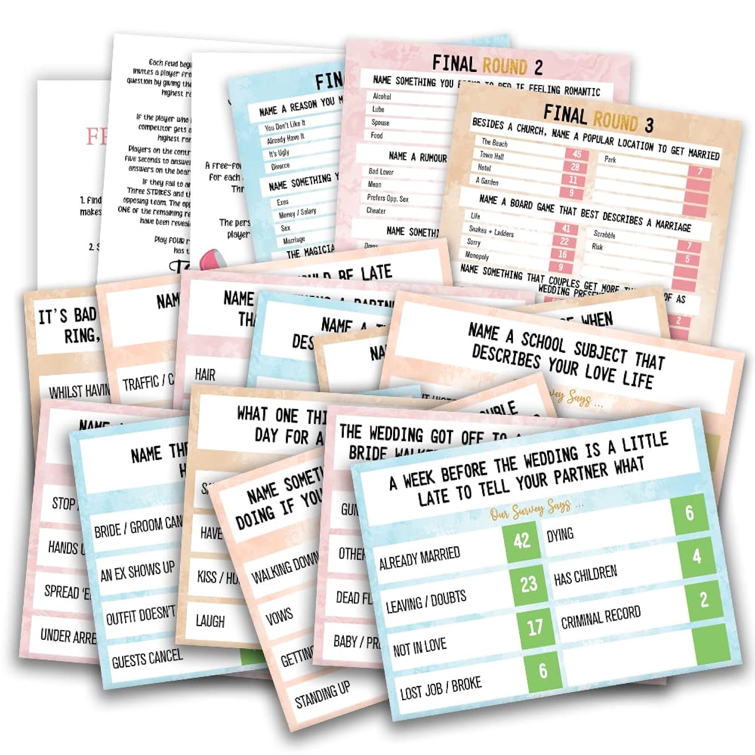 Bridal Shower Friendly Feud Quiz Tabletop Game, For 10 Players, Adult Age Range, Includes Cards, Unisex, 1.0 Unit Count