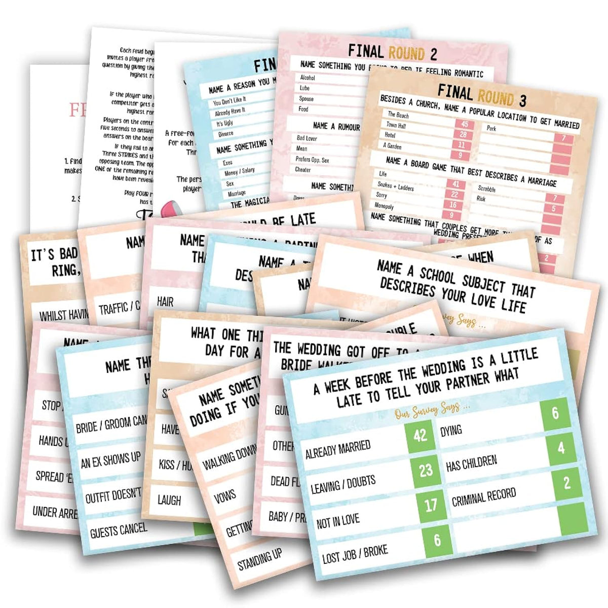 Bridal Shower Friendly Feud Quiz Tabletop Game, For 10 Players, Adult Age Range, Includes Cards, Unisex, 1.0 Unit Count